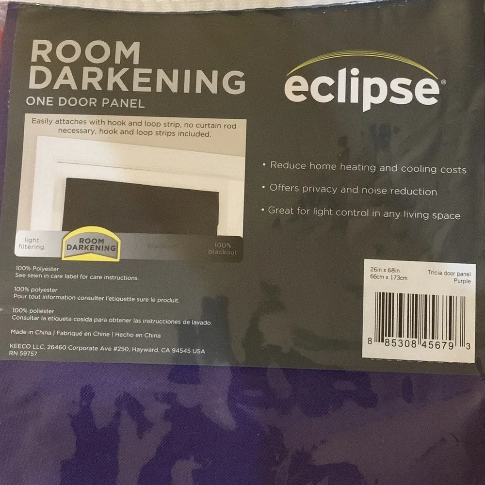 Eclipse Thermaweave Room Darkening 1 Tricia Door Panel 26 in. x 68 in. New Nice
